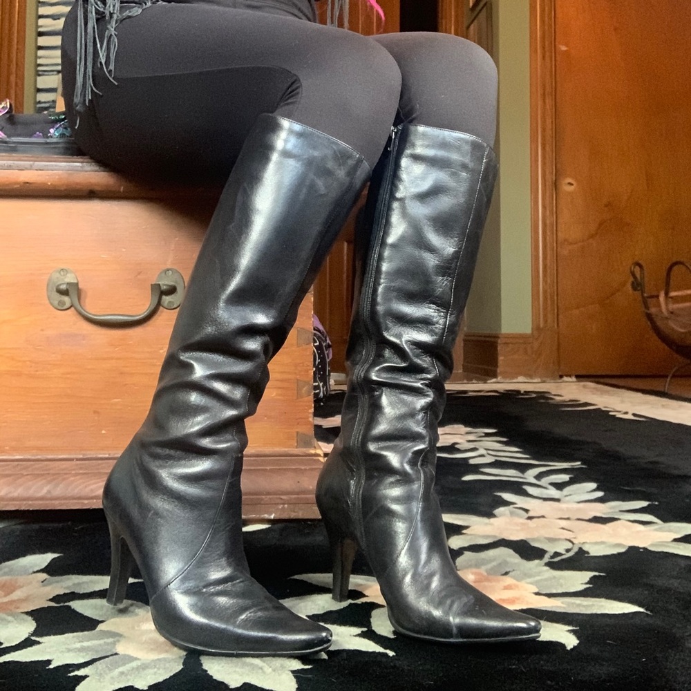 Black leather boots